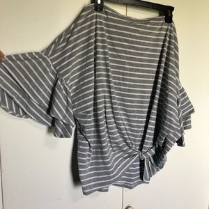 Grey and white striped Umgee blouse